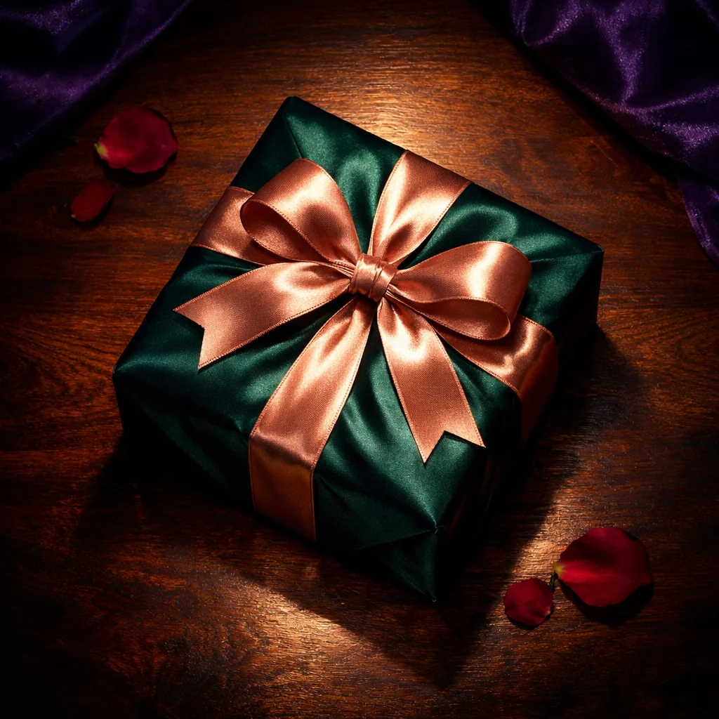 Sierlijke gouden geschenkdoos op paars velvet